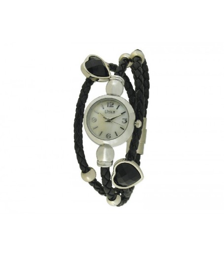 Reloj Liska Mujer LW118 Acero Piel Negra