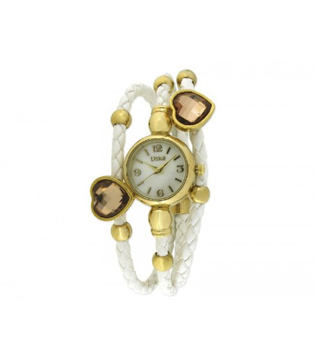 Reloj Liska Mujer LW121 Dorado Piel Blanca