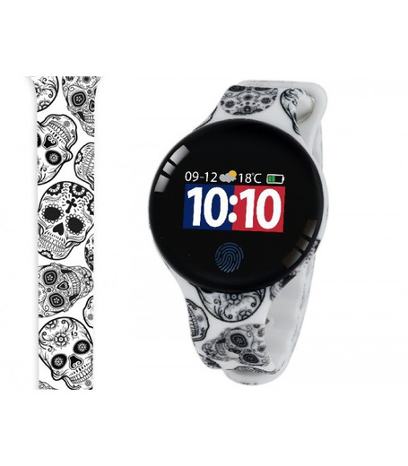 Reloj Liska Smartwatch SV-LSK1-B Sport Blanca Calaveras Negras