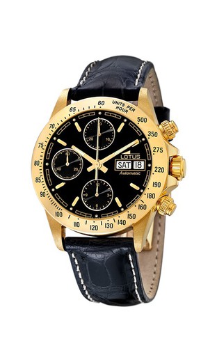 Reloj Lotus Oro 18kts Hombre 651/3 Piel Negra