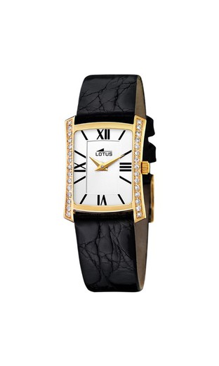 Reloj Lotus Oro 18kts Mujer 136/1 Piel Negra Con Diamantes