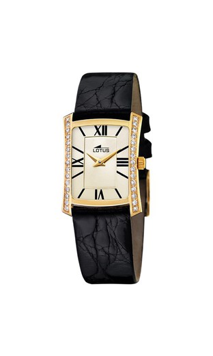 Reloj Lotus Oro 18kts Mujer 136/2 Piel Negra Con Diamantes
