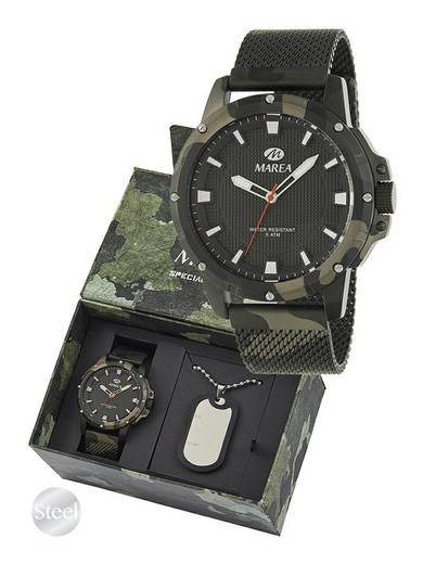 Marea stalen herenhorloge B54185 / 1 camouflage militaire groene plaat