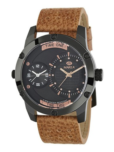 Marea Men's Watch B54130 / 3 Brown Leather Double Time.