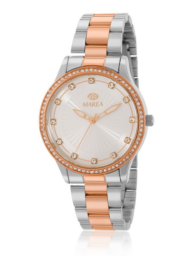 Relógio feminino Marea B41289 / 3 bicolor prata rosa