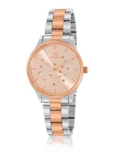 Γυναικείο ρολόι Marea B41324/3 Δίχρωμο Ασημί Ροζ