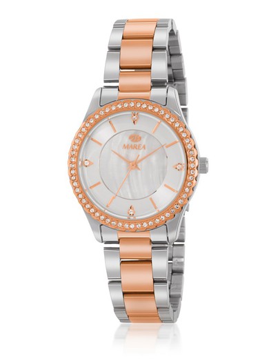 Γυναικείο ρολόι Marea B54207/2 Δίχρωμο Ασημί Ροζ