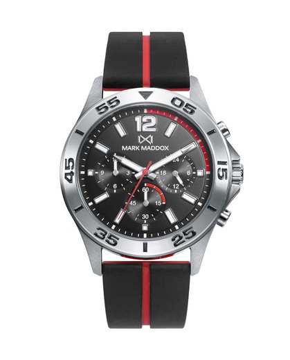 Relógio masculino Mark Maddox HC0111-55 esporte preto vermelho