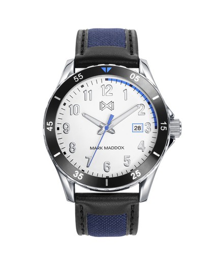 Ανδρικό ρολόι Mark Maddox HC0117-05 Δέρμα και μπλε νάιλον