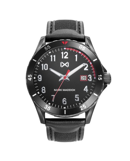 Relógio masculino Mark Maddox HC0117-55 de couro e nylon preto