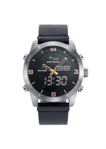 Relógio masculino Mark Maddox HC1001-96 de couro preto