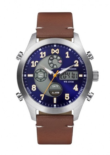 Relógio masculino Mark Maddox HC1004-34 de couro marrom