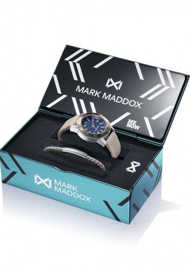 Mark Maddox herenhorloge HC7124-36 Sportbeige en beige leren armband