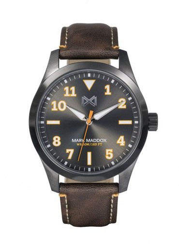 Relógio masculino Mark Maddox HC7131-54 de couro marrom