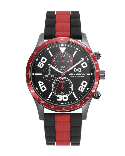 Relógio masculino Mark Maddox HC7136-54 esporte preto vermelho
