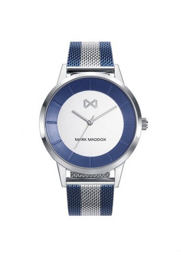 Relógio masculino Mark Maddox HM7133-07 malha azul prata
