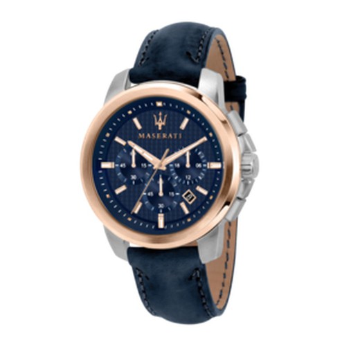 Ανδρικό ρολόι Maserati R8871621015 SUCCESSO Μπλε Δερμάτινο