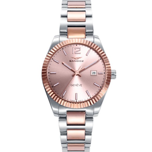 Reloj Mujer Sandoz 81384-75 Bicolor Acero Rosado