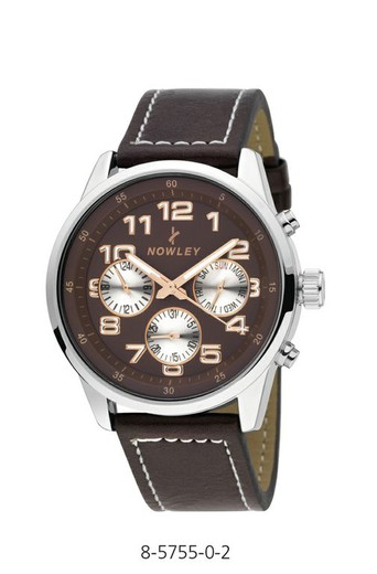 Relógio masculino de Nowley 8-5755-0-2 couro marrom escuro