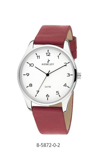 Relógio masculino de Nowley 8-5872-0-2 couro vermelho