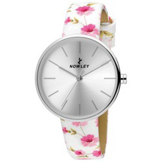 Reloj Nowley Mujer 8-0014-0-1 Piel Blanco Flores Rosadas