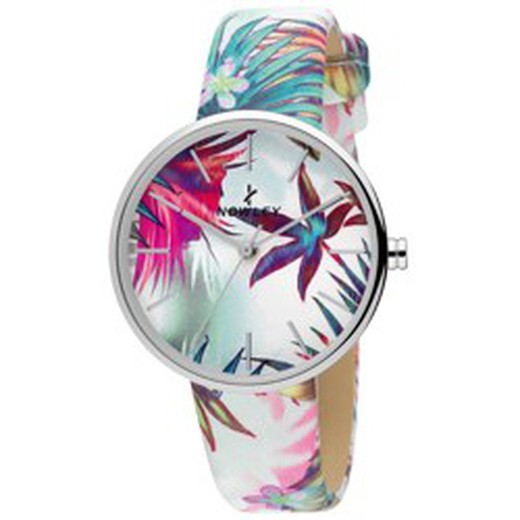 Reloj Nowley Mujer 8-0014-0-6 Piel Blanco Flores Multicolor