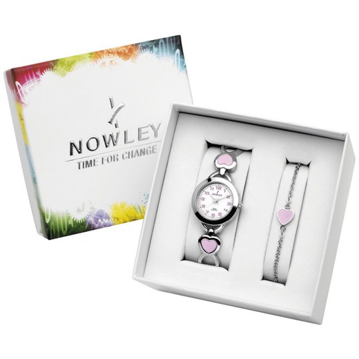 Reloj Nowley Niña 8-5996-0-3 Acero Bicolor Rosa + Pulsera Corazon Rosa
