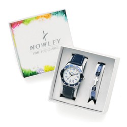 Reloj Nowley Niño 8-0984-0-1 Piel Azul + Pulsera Cruz