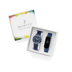 Orologio da ragazzo Nowley 8-5991-0-6 Pelle blu + orologio digitale blu