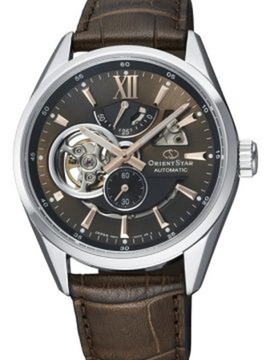 Relógio masculino Orient Star RE-AV0006Y00B automático em couro marrom
