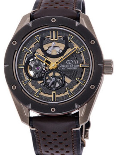 Zegarek męski Orient Star RE-AV0A04B00B automatyczny brązowy skóra