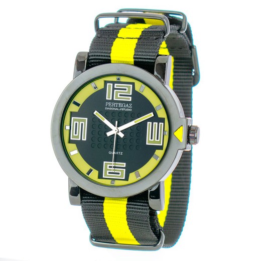 Reloj Pertegaz Hombre PDS-023-A Nylon Negro Bicolor Amarillo