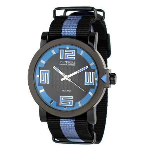 Reloj Pertegaz Hombre PDS-023-NA Nylon Negro Bicolor  Azul