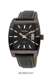 Potens herenhorloge 40-2505-0-A1 zwart leer