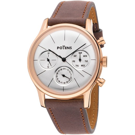 Potens herenhorloge 40-2856-0-1 bruin leer