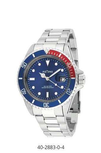 Zegarek męski Potens 40-2883-0-4 Stalowo-niebieski