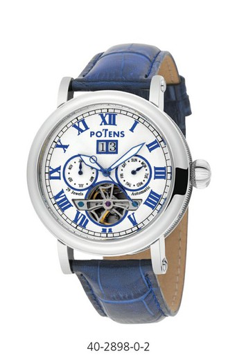 Potens Men's Watch 40-2898-0-2 Automatic Blue Leather