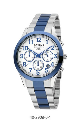 Relógio masculino Potens 40-2908-0-1 Bicolor Steel Blue
