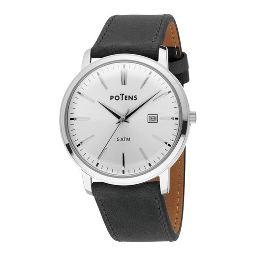 Potens herenhorloge 40-2925-0-2 zwart leer