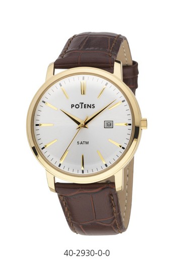 Potens Men's Watch 40-2930-0-0 Brown Leather