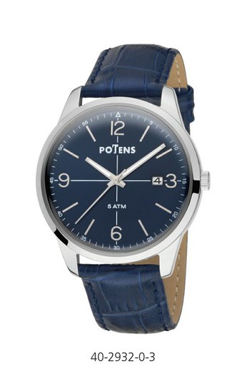 Potens Herrenuhr 40-2932-0-3 Milano Blue Leather