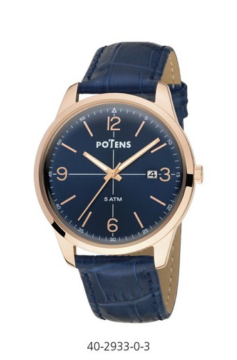 Ανδρικό ρολόι Potens 40-2933-0-3 Milano Blue Leather