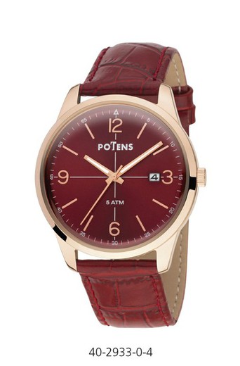 Potens Men's Watch 40-2933-0-4 Milano Red Leather