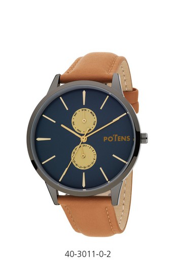 Potens herenhorloge 40-3011-0-2 bruin leer