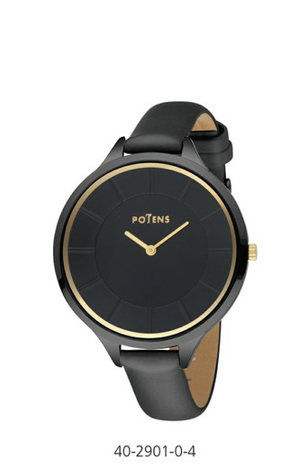 Γυναικείο ρολόι Potens 40-2901-0-4 Black Leather New York