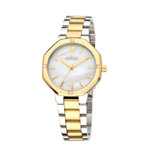 Reloj Potens Mujer 40-3035-0-1 Acero Bicolor Dorado Circonitas