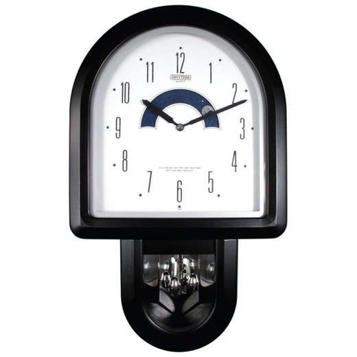 Reloj Rhythm De Pared 4MG558-R02 Decorativos Media Luna Negro