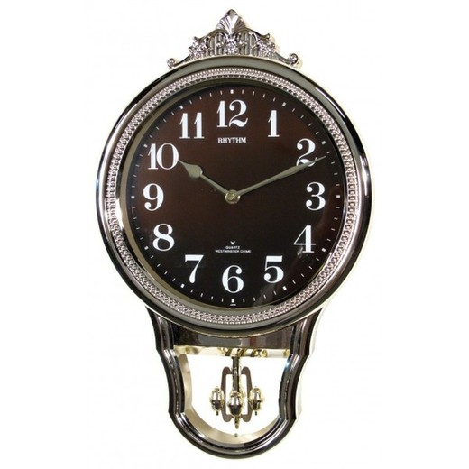 Reloj Rhythm De Pared 4MH607NR57 Decorativos Redondo Plateado