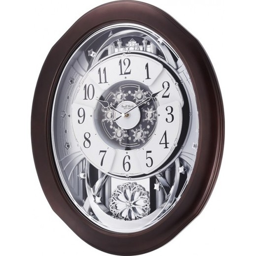 Reloj Rhythm De Pared 4MH869WU06 Magic Motion Ovalado Marrón