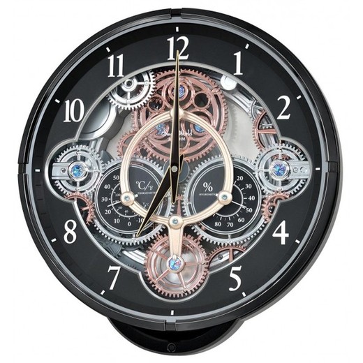 Reloj Rhythm De Pared 4MH886WD02 Magic Motion Redondo Negra